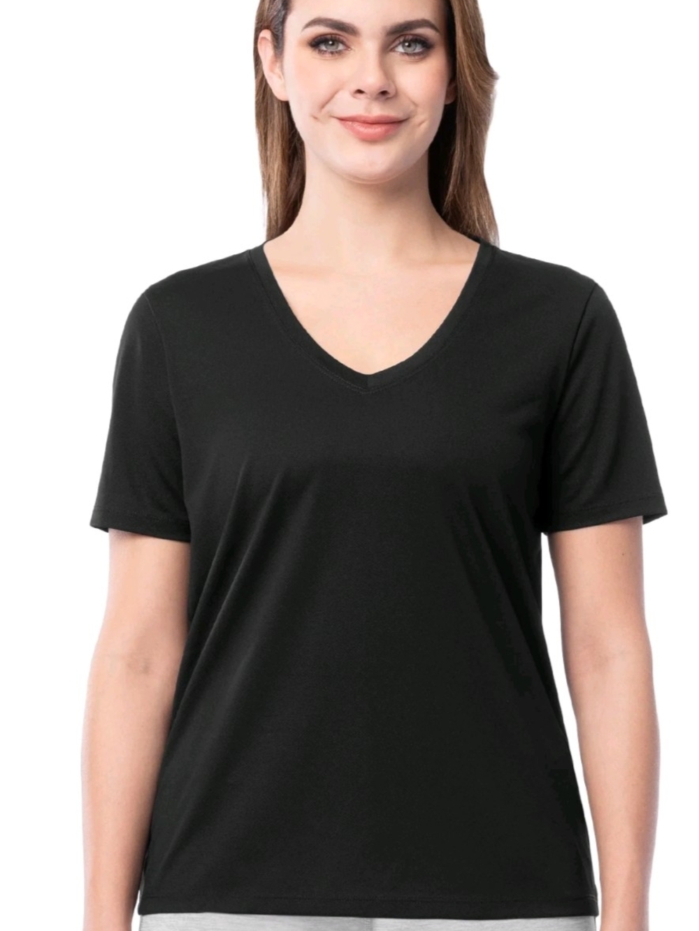 NWT, Black, Athletic, V-Neck, Women's, Tee with DriWorks Technology-Large(12-14)